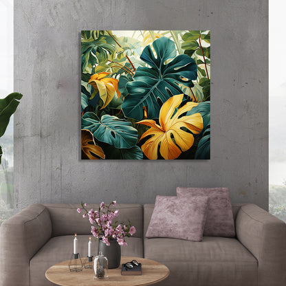 Nature Inspired Vibrant Leaf Canvas Painting for Living Room Bedroom Home and Office Wall Decor