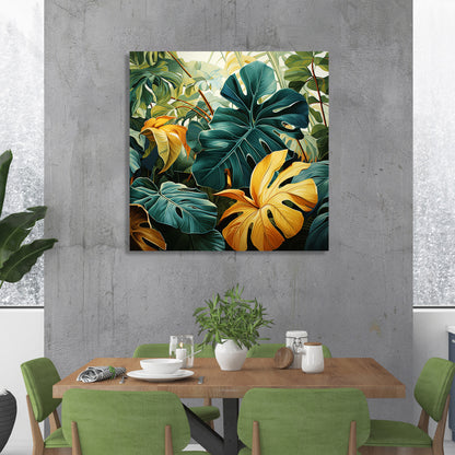 Nature Inspired Vibrant Leaf Canvas Painting for Living Room Bedroom Home and Office Wall Decor