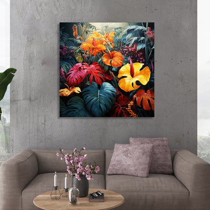 Nature Inspired Vibrant Leaf Canvas Painting for Living Room Bedroom Home and Office Wall Decor