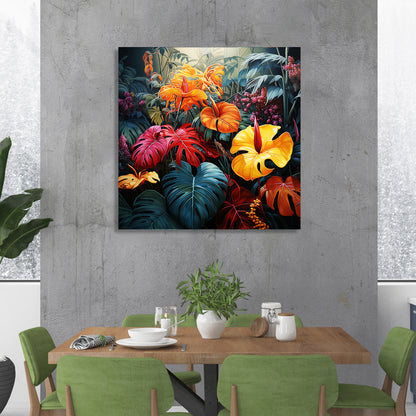 Nature Inspired Vibrant Leaf Canvas Painting for Living Room Bedroom Home and Office Wall Decor