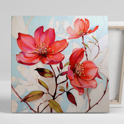 Vibrant Red Floral Canvas Painting for Living Room Bedroom Home and Office Wall Decor