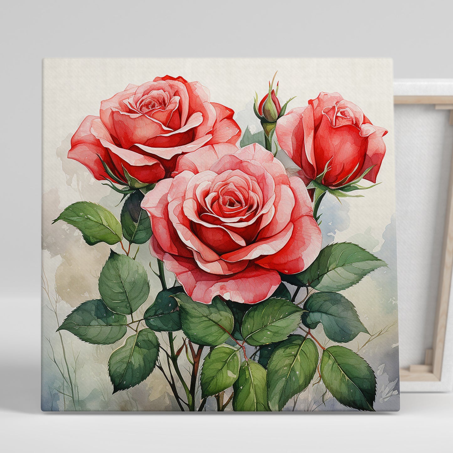 Vibrant Red Floral Canvas Painting for Living Room Bedroom Home and Office Wall Decor