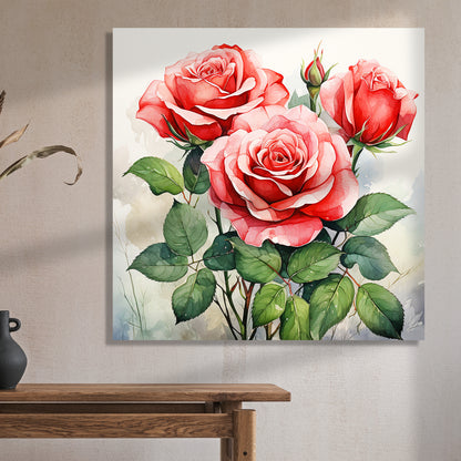 Vibrant Red Floral Canvas Painting for Living Room Bedroom Home and Office Wall Decor