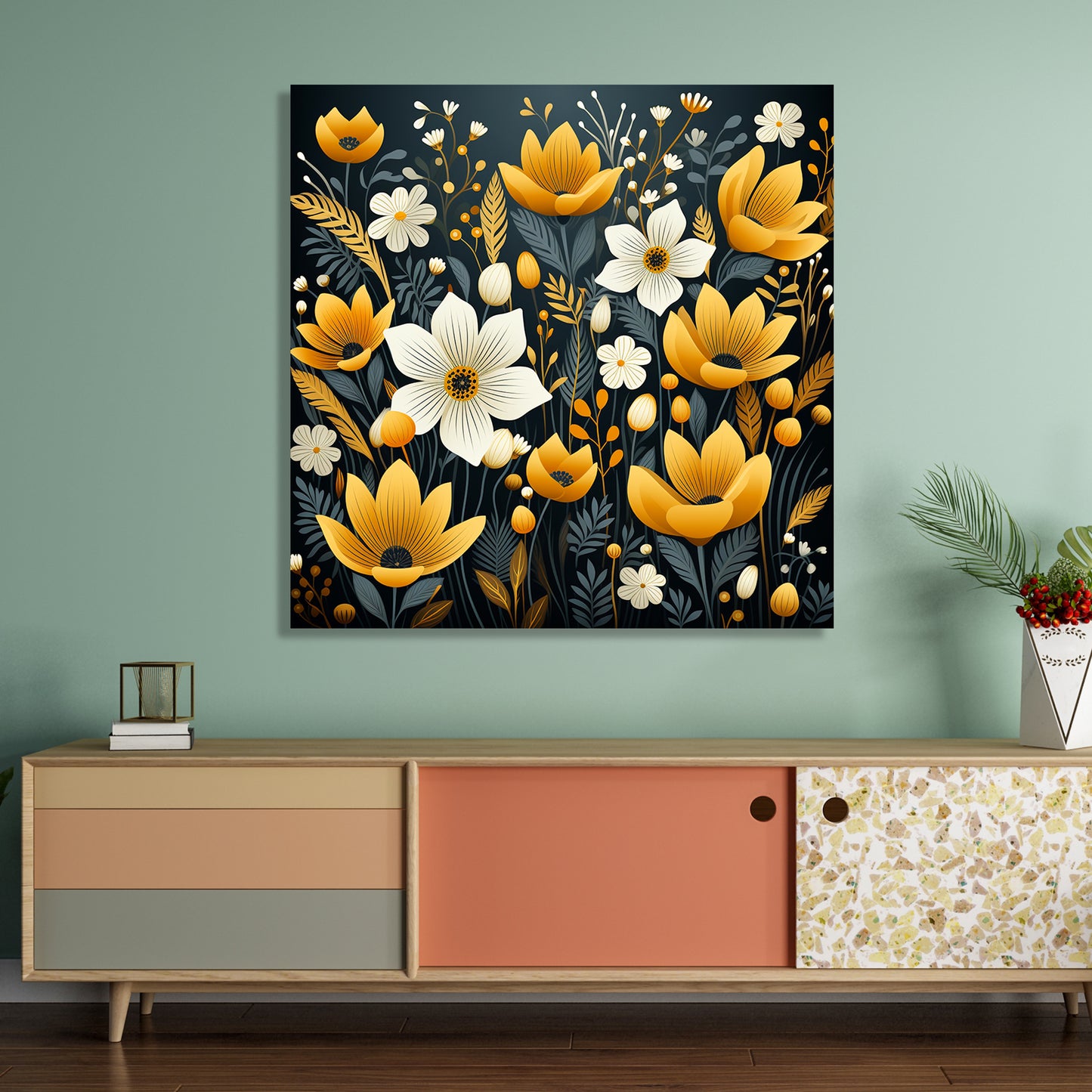 Vibrant Floral Canvas Painting for Living Room Bedroom Home and Office Wall Decor