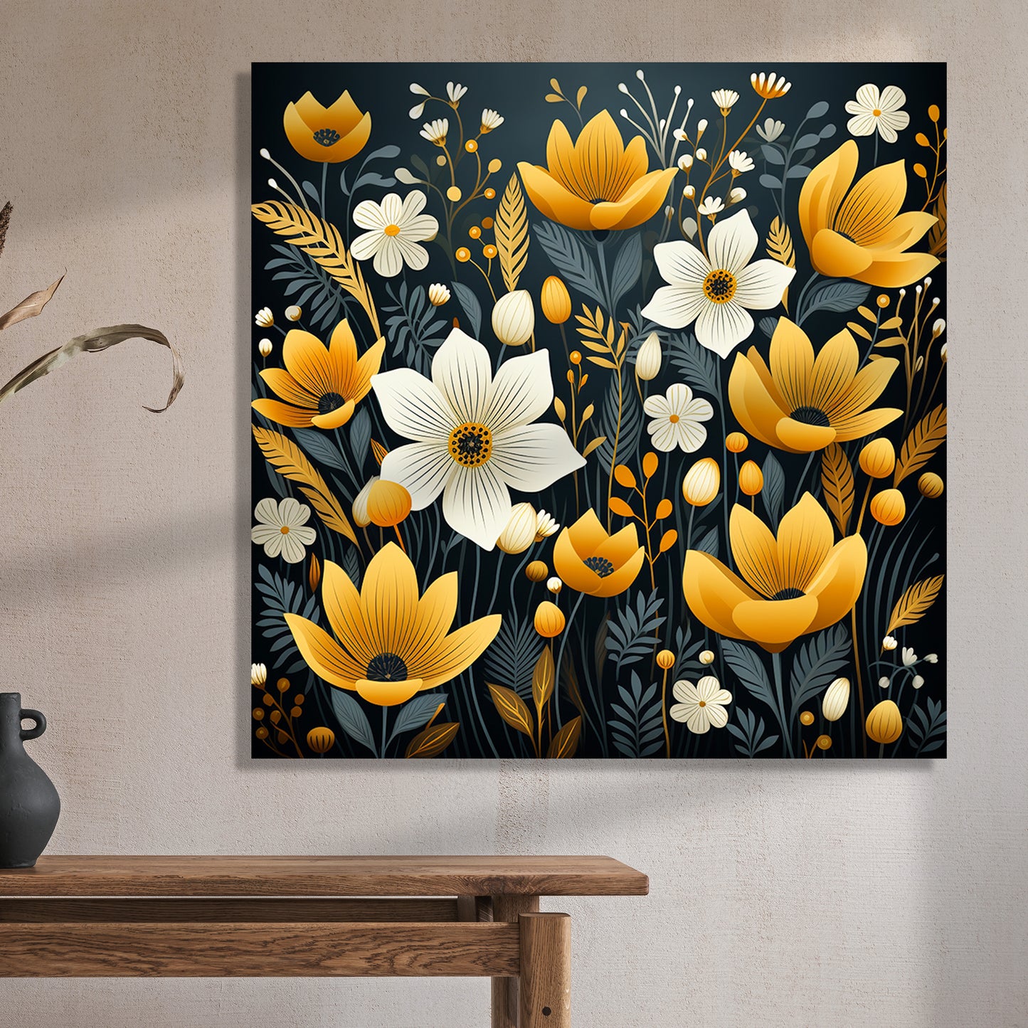 Vibrant Floral Canvas Painting for Living Room Bedroom Home and Office Wall Decor