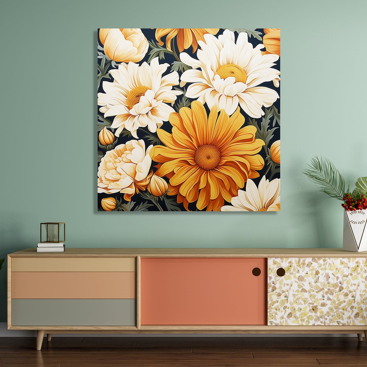 Vibrant Floral Canvas Painting for Living Room Bedroom Home and Office Wall Decor