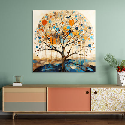 Nature Inspired Vibrant Tree Canvas Painting for Living Room Bedroom Home and Office Wall Decor