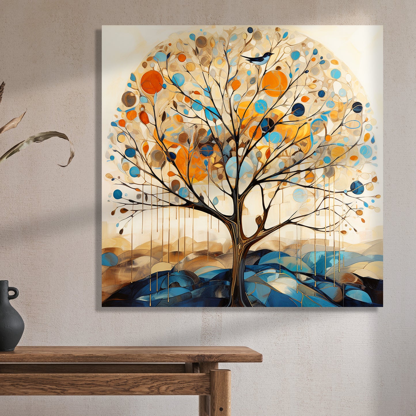 Nature Inspired Vibrant Tree Canvas Painting for Living Room Bedroom Home and Office Wall Decor