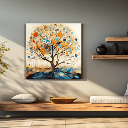 Nature Inspired Vibrant Tree Canvas Painting for Living Room Bedroom Home and Office Wall Decor