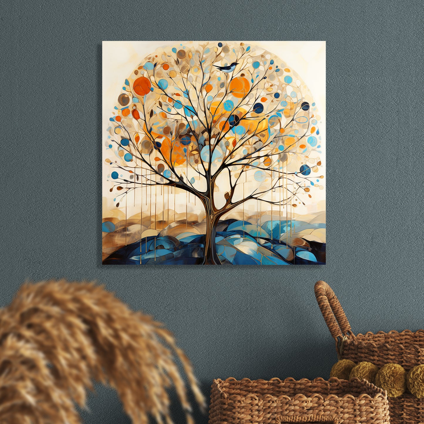 Nature Inspired Vibrant Tree Canvas Painting for Living Room Bedroom Home and Office Wall Decor