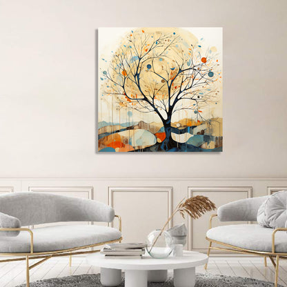 Nature Inspired Vibrant Tree Canvas Painting for Living Room Bedroom Home and Office Wall Decor