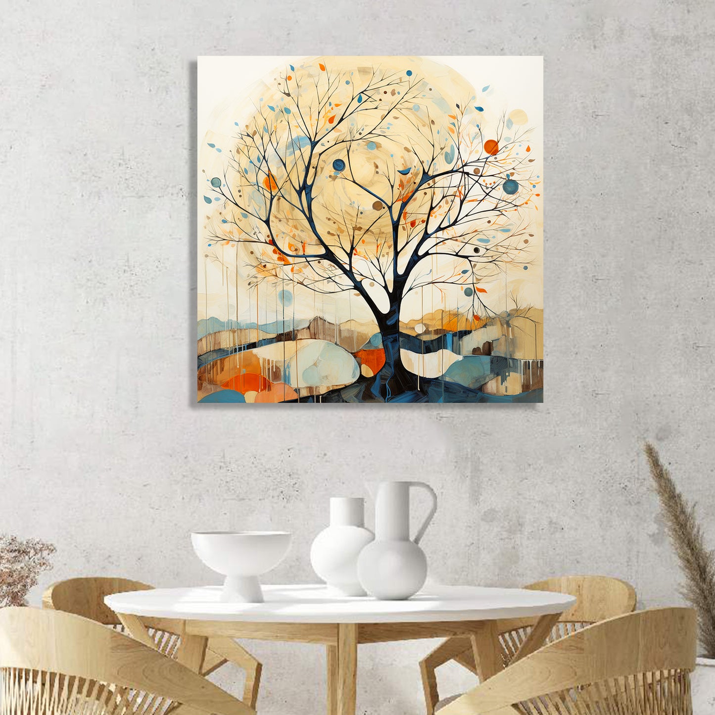 Nature Inspired Vibrant Tree Canvas Painting for Living Room Bedroom Home and Office Wall Decor