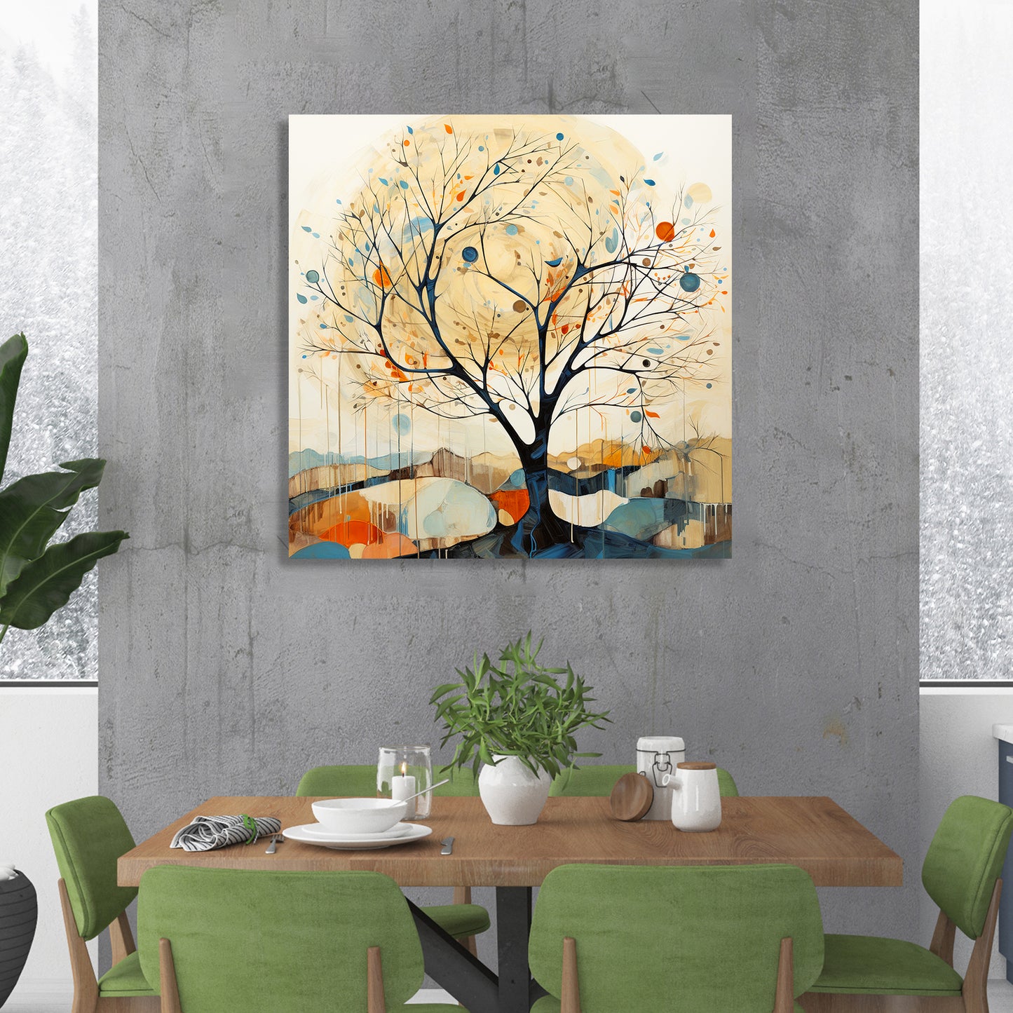 Nature Inspired Vibrant Tree Canvas Painting for Living Room Bedroom Home and Office Wall Decor