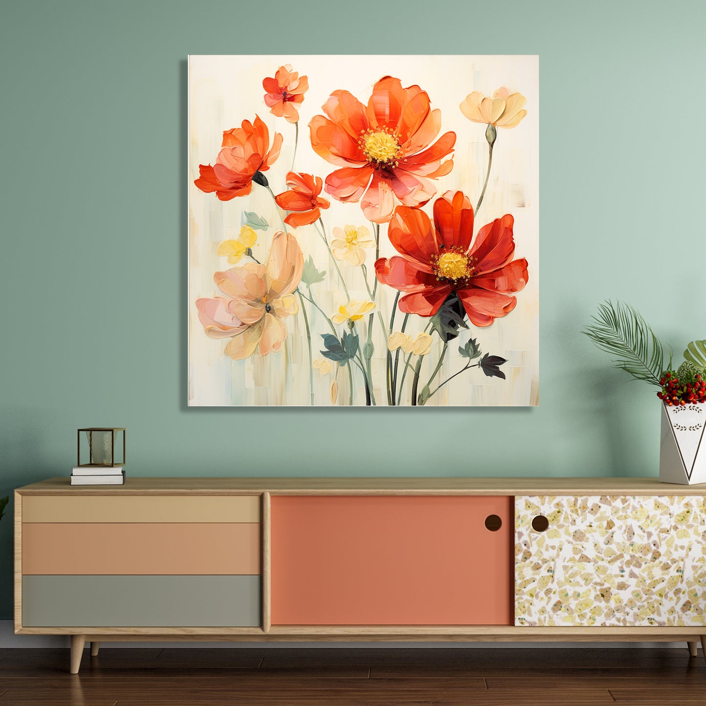 Vibrant Floral Canvas Painting for Living Room Bedroom Home and Office Wall Decor