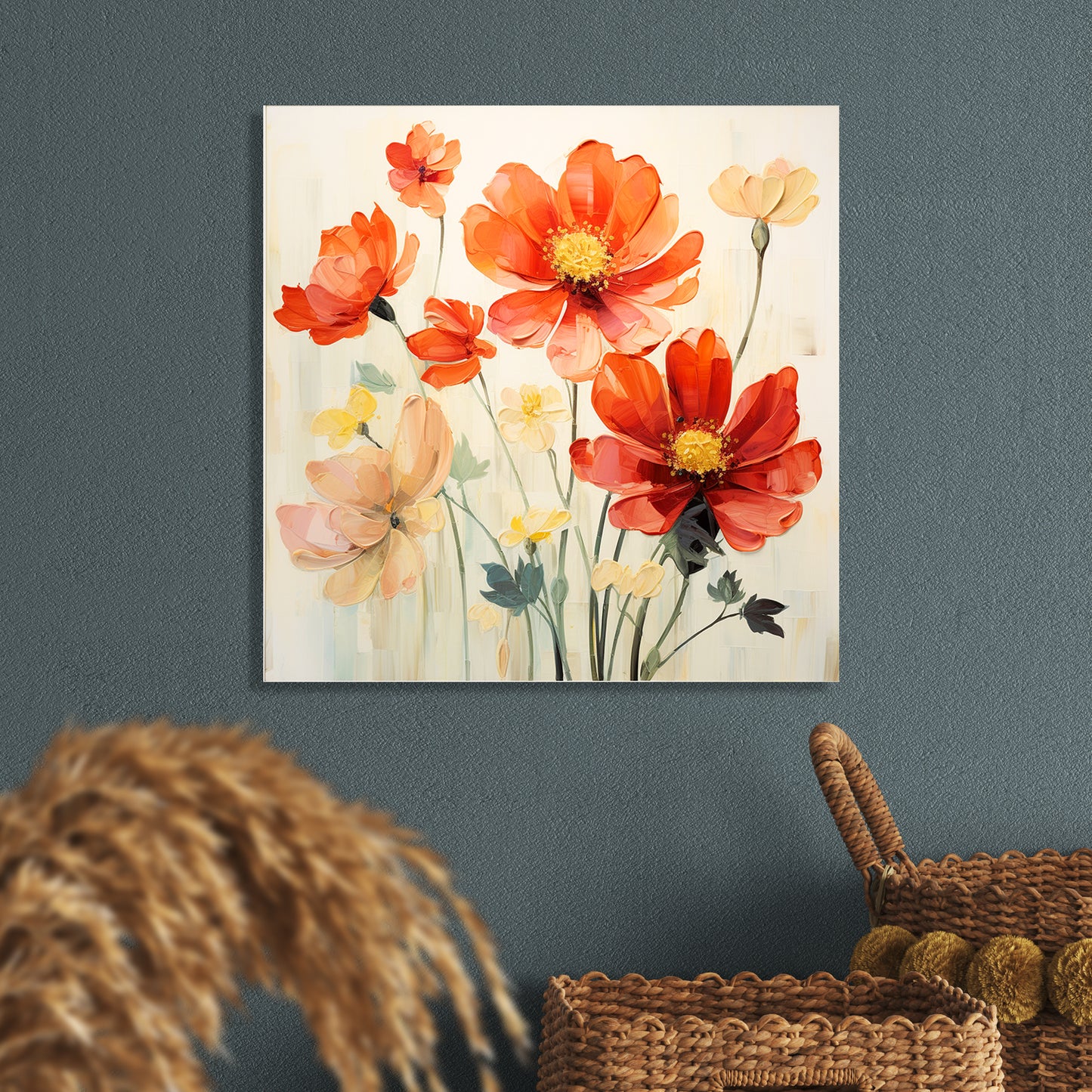 Vibrant Floral Canvas Painting for Living Room Bedroom Home and Office Wall Decor