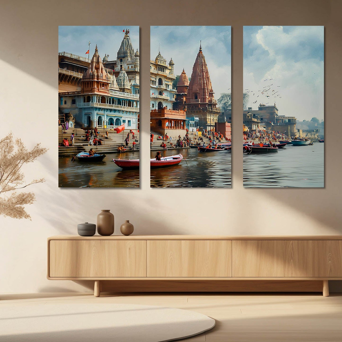 Banaras Ghat Canvas Art Set For Home Decor