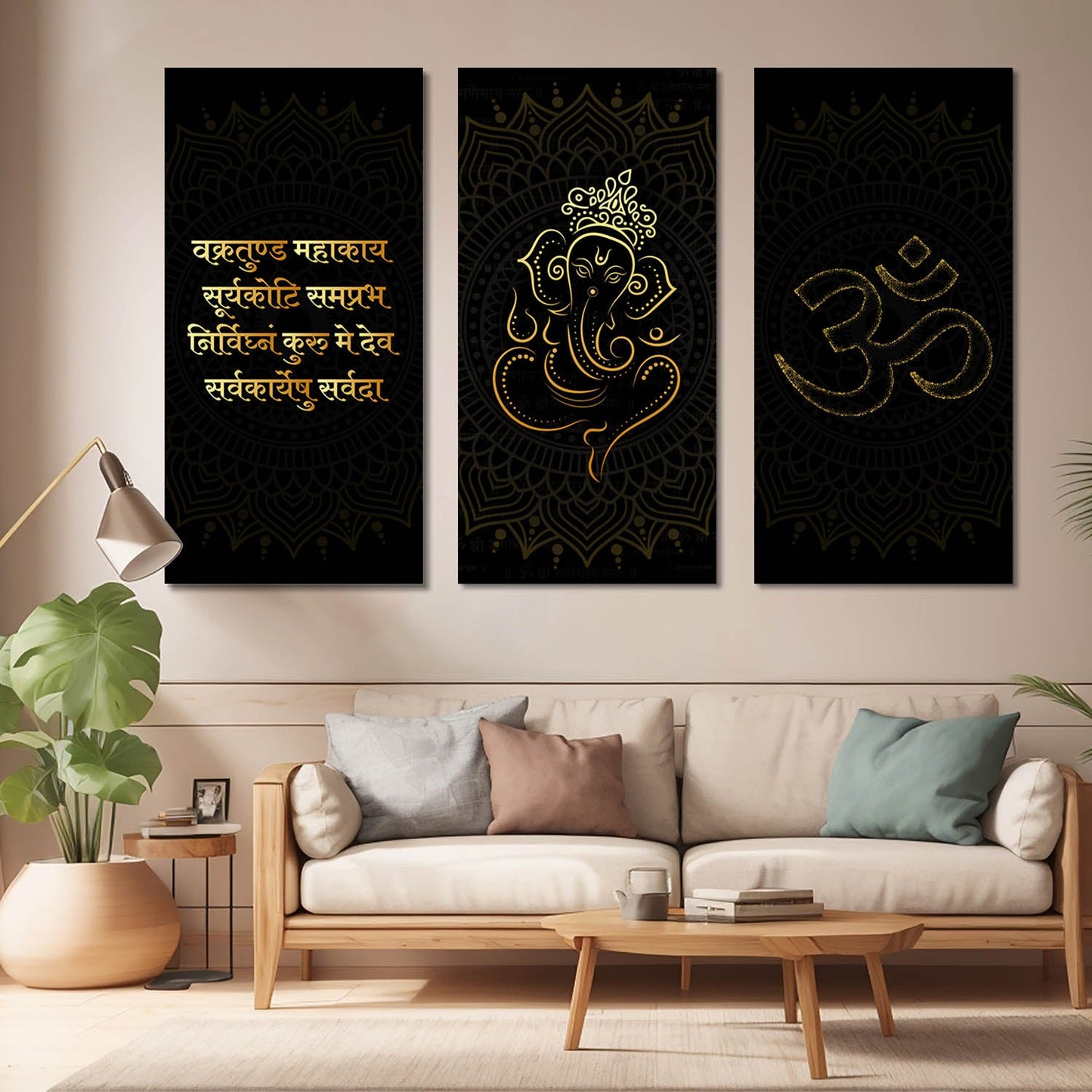 Religious Ganesh Ji Wall Canvas Art Set For Home Décor