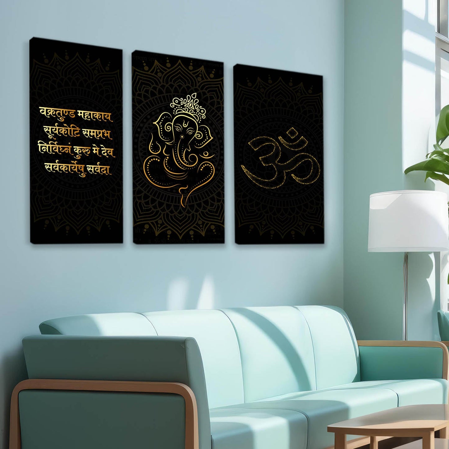 Religious Ganesh Ji Wall Canvas Art Set For Home Décor