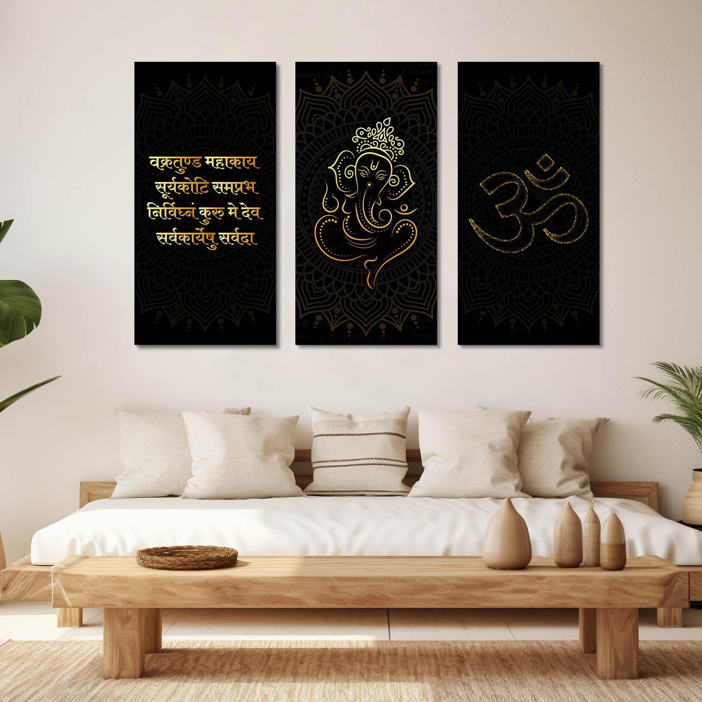 Religious Ganesh Ji Wall Canvas Art Set For Home Décor