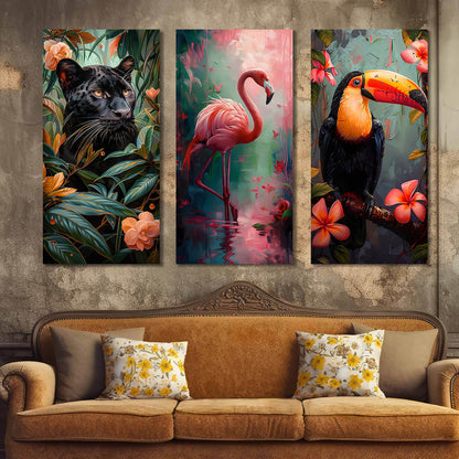 Vibrant Birds Canvas Wall Painting for Wall Decoration