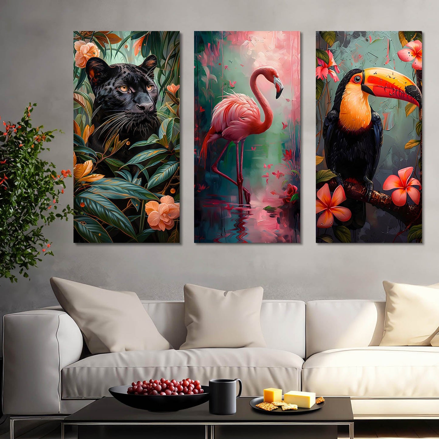 Vibrant Birds Canvas Wall Painting for Wall Decoration