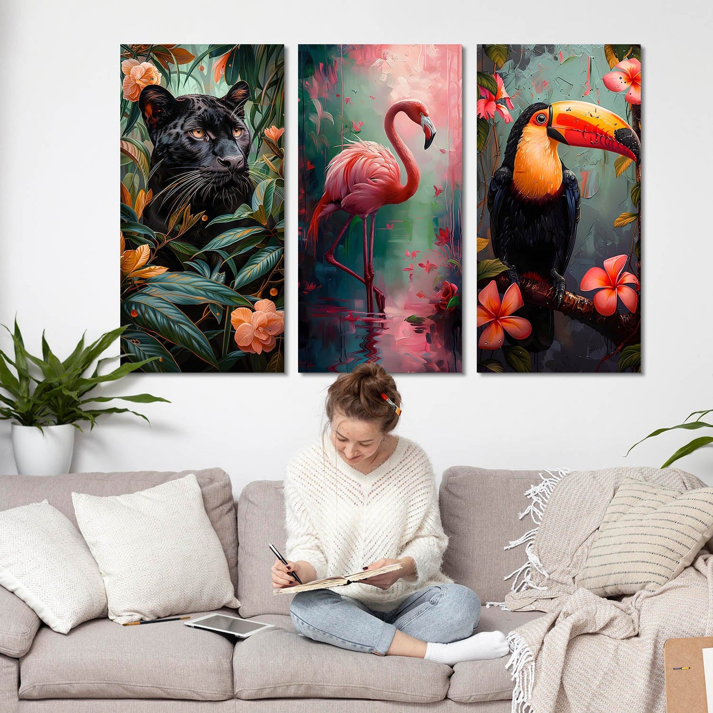 Vibrant Birds Canvas Wall Painting for Wall Decoration