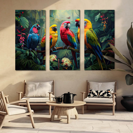 Vibrant Birds Canvas Wall Painting for Wall Decoration