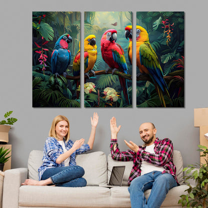 Vibrant Birds Canvas Wall Painting for Wall Decoration