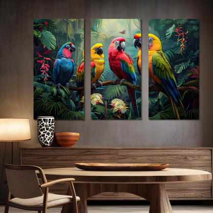 Vibrant Birds Canvas Wall Painting for Wall Decoration