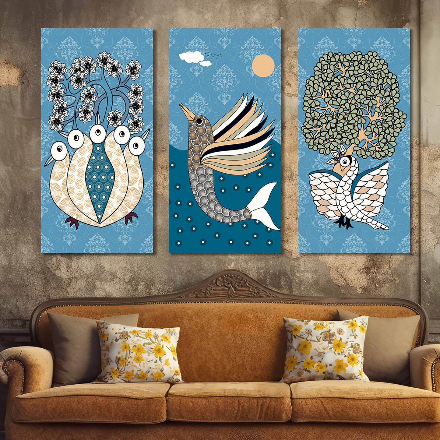 Gond Wall Art Canvas, Wall Painting for Living Room Wall Decoration