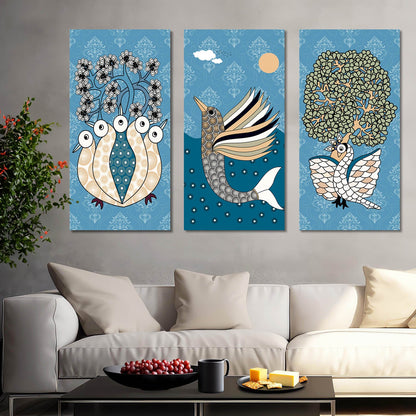 Gond Wall Art Canvas, Wall Painting for Living Room Wall Decoration