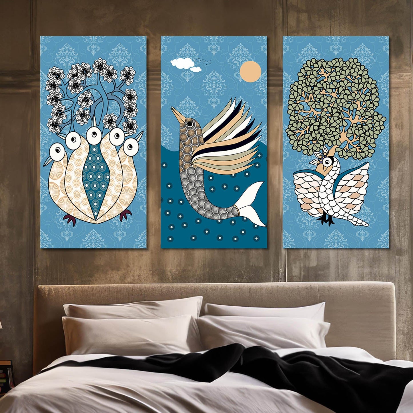 Gond Wall Art Canvas, Wall Painting for Living Room Wall Decoration