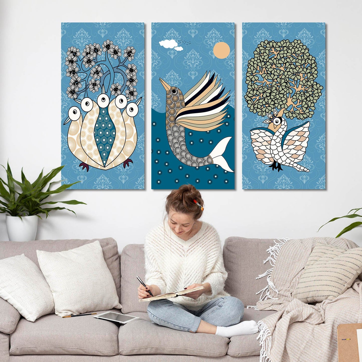 Gond Wall Art Canvas, Wall Painting for Living Room Wall Decoration