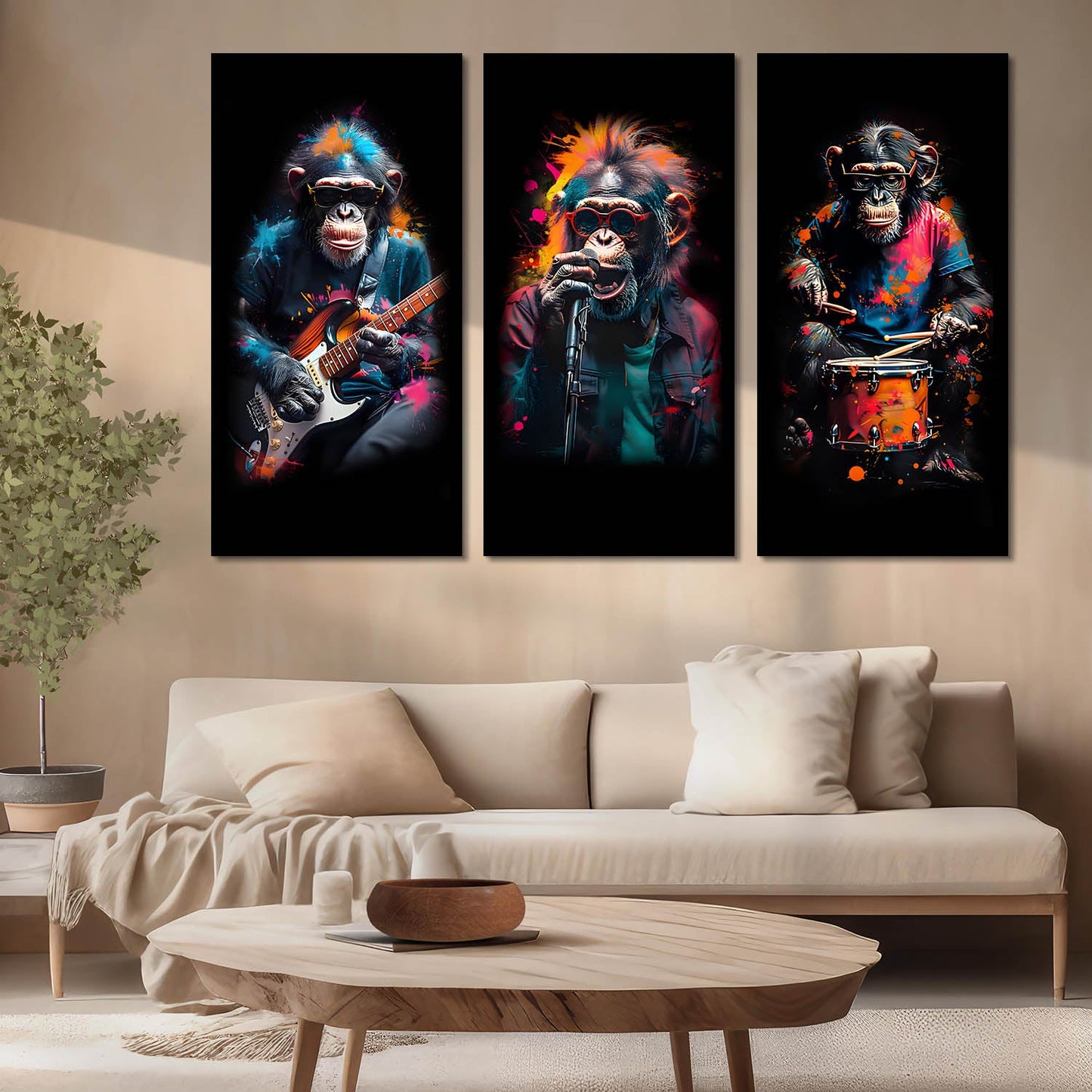 Monkey Modern Wall Art Canvas Art Set For Home Décor