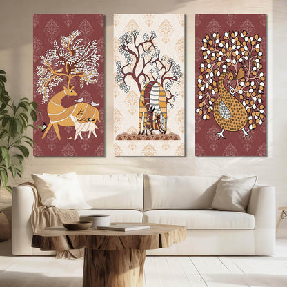 Gond Wall Art Canvas, Wall Painting for Living Room Wall Decoration