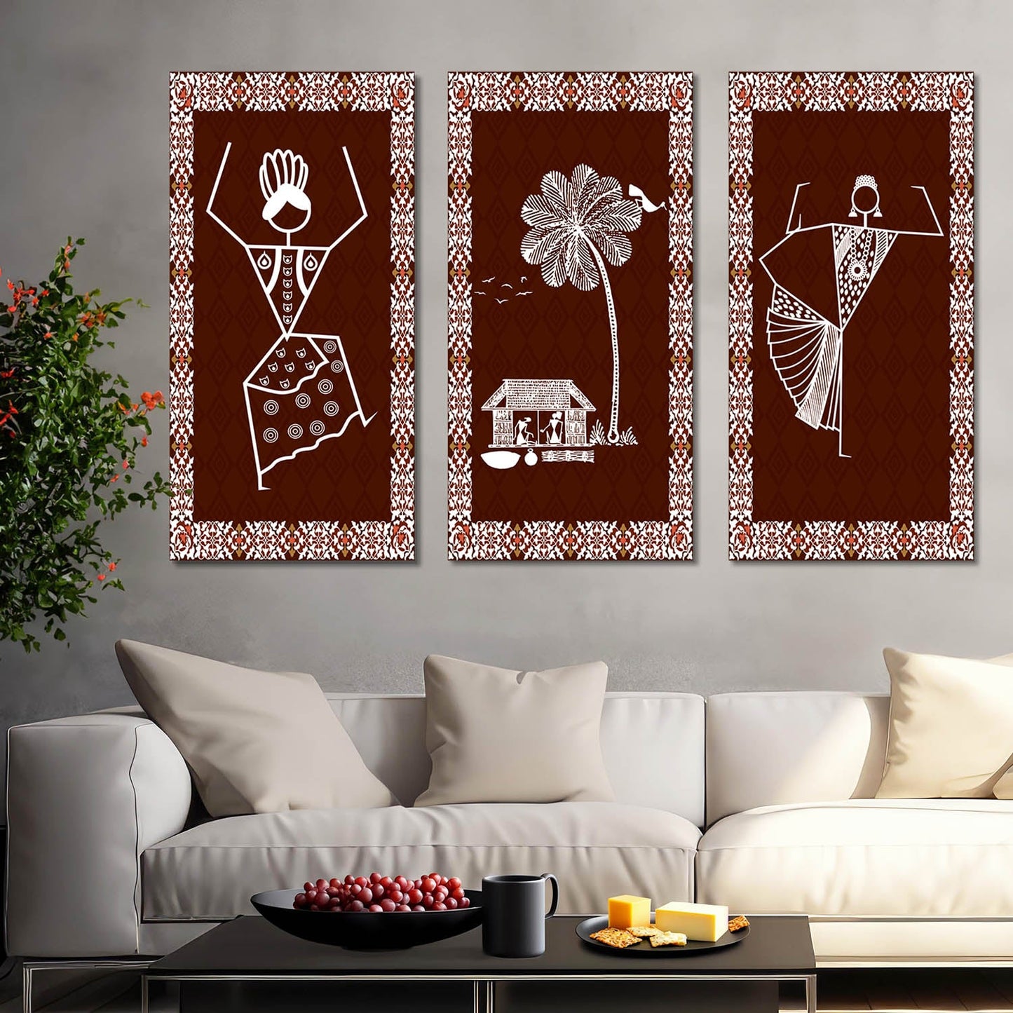 Warli Wall Art Canvas, Wall Painting for Living Room Wall Decoration