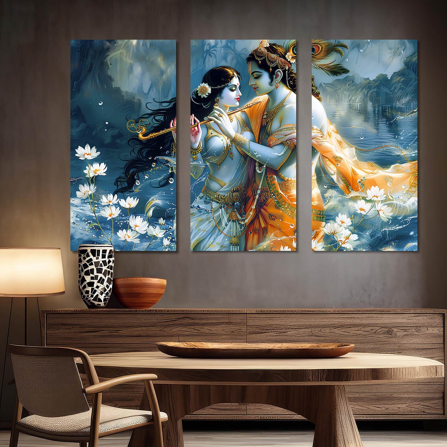 Indian God Krishna Ji Wall Art Canvas, Wall Painting for Living Room Wall Decoration