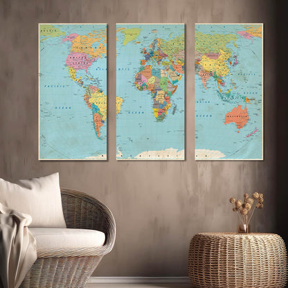 Map Wall Art Canvas, Wall Painting for Living Room Wall Decoration