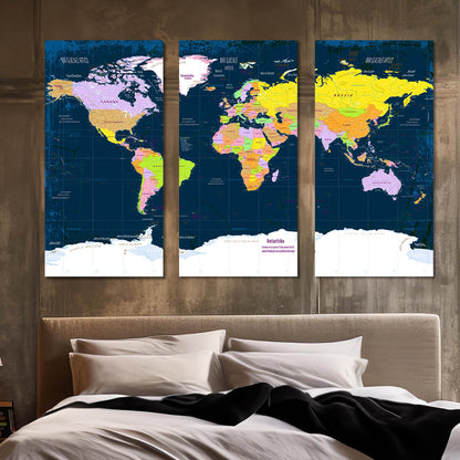 Map Wall Art Canvas, Wall Painting for Living Room Wall Decoration