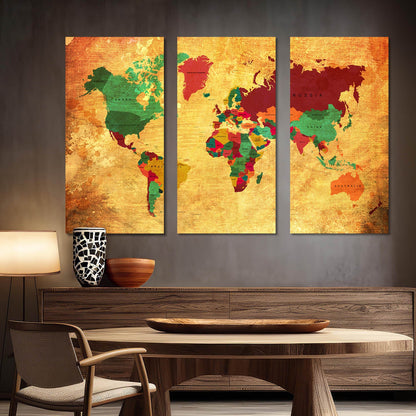 Map Wall Art Canvas, Wall Painting for Living Room Wall Decoration