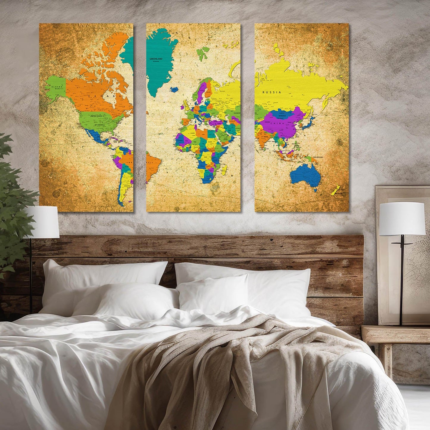 Map Wall Art Canvas, Wall Painting for Living Room Wall Decoration