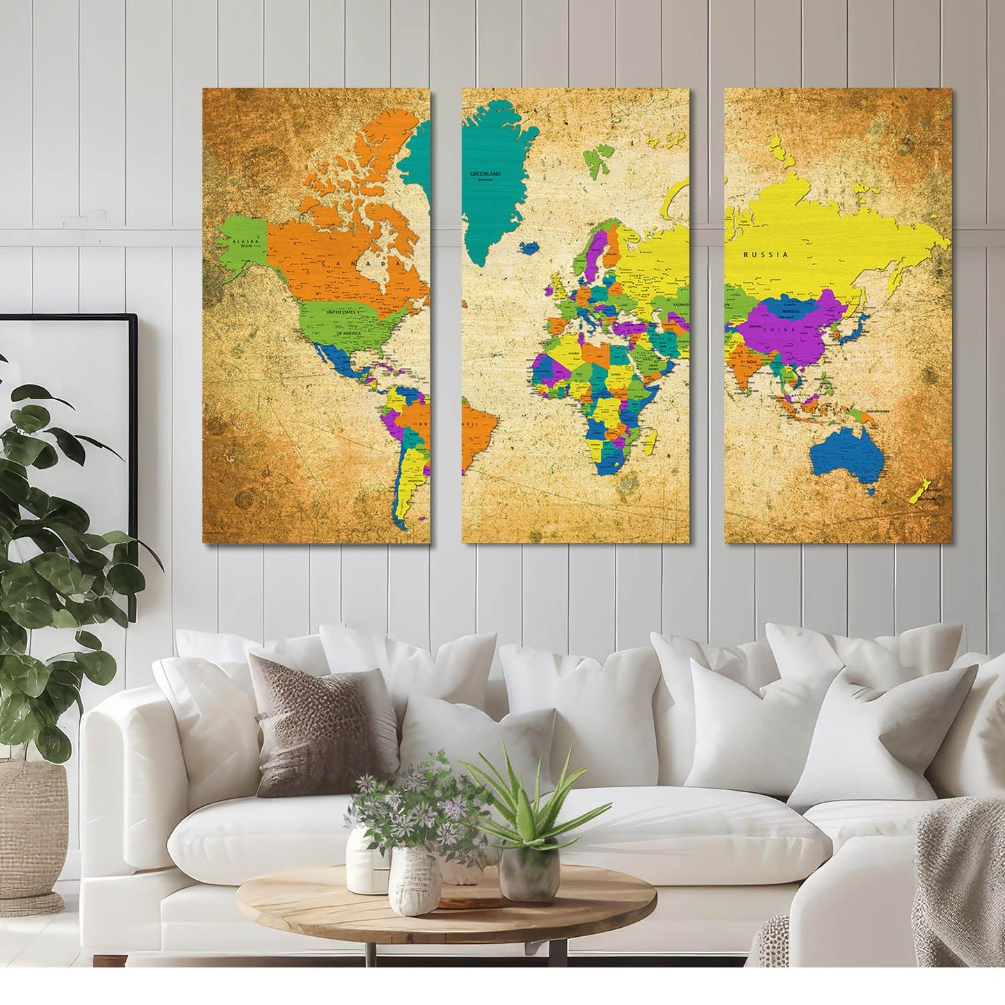 Map Wall Art Canvas, Wall Painting for Living Room Wall Decoration