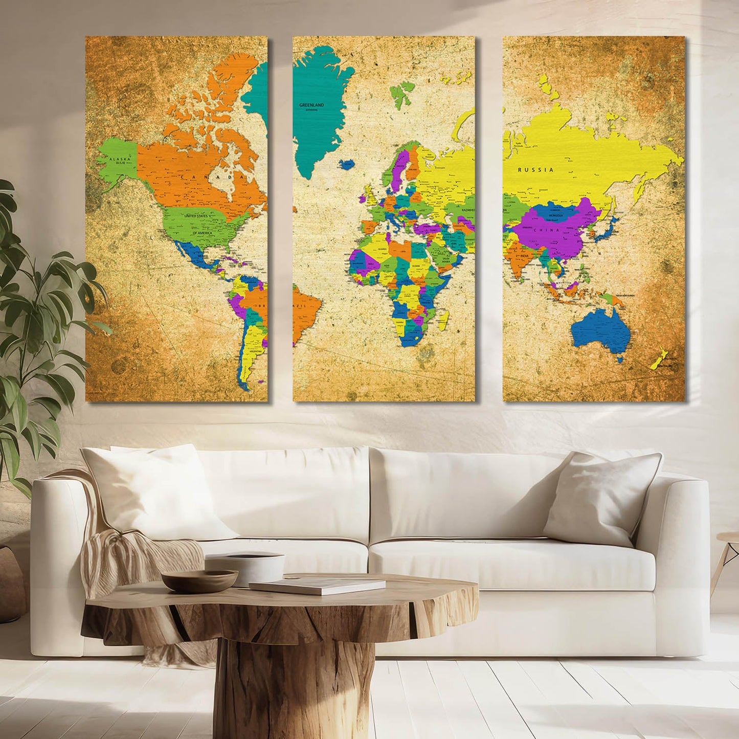 Map Wall Art Canvas, Wall Painting for Living Room Wall Decoration