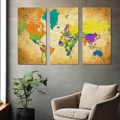 Map Wall Art Canvas, Wall Painting for Living Room Wall Decoration