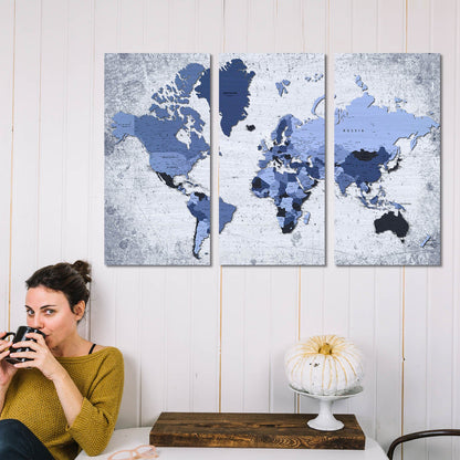 Map Wall Art Canvas, Wall Painting for Living Room Wall Decoration