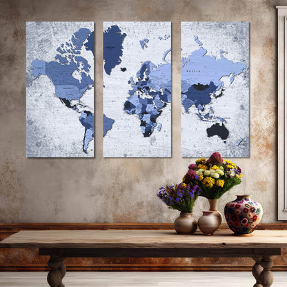 Map Wall Art Canvas, Wall Painting for Living Room Wall Decoration