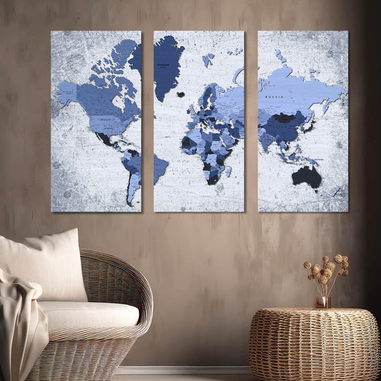 Map Wall Art Canvas, Wall Painting for Living Room Wall Decoration