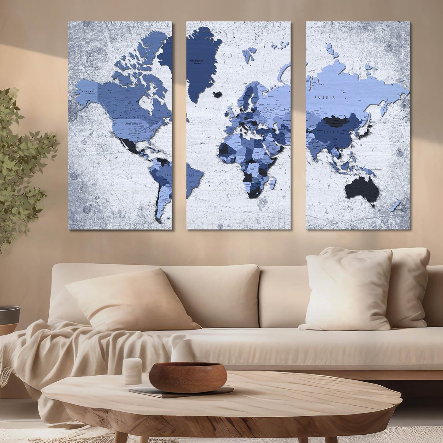 Map Wall Art Canvas, Wall Painting for Living Room Wall Decoration