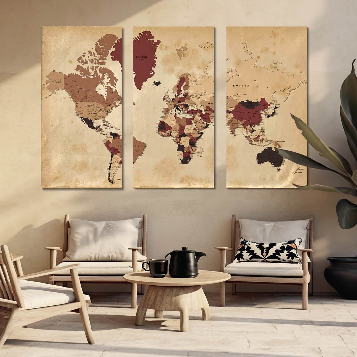 Map Wall Art Canvas, Wall Painting for Living Room Wall Decoration