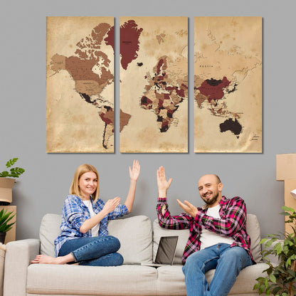 Map Wall Art Canvas, Wall Painting for Living Room Wall Decoration